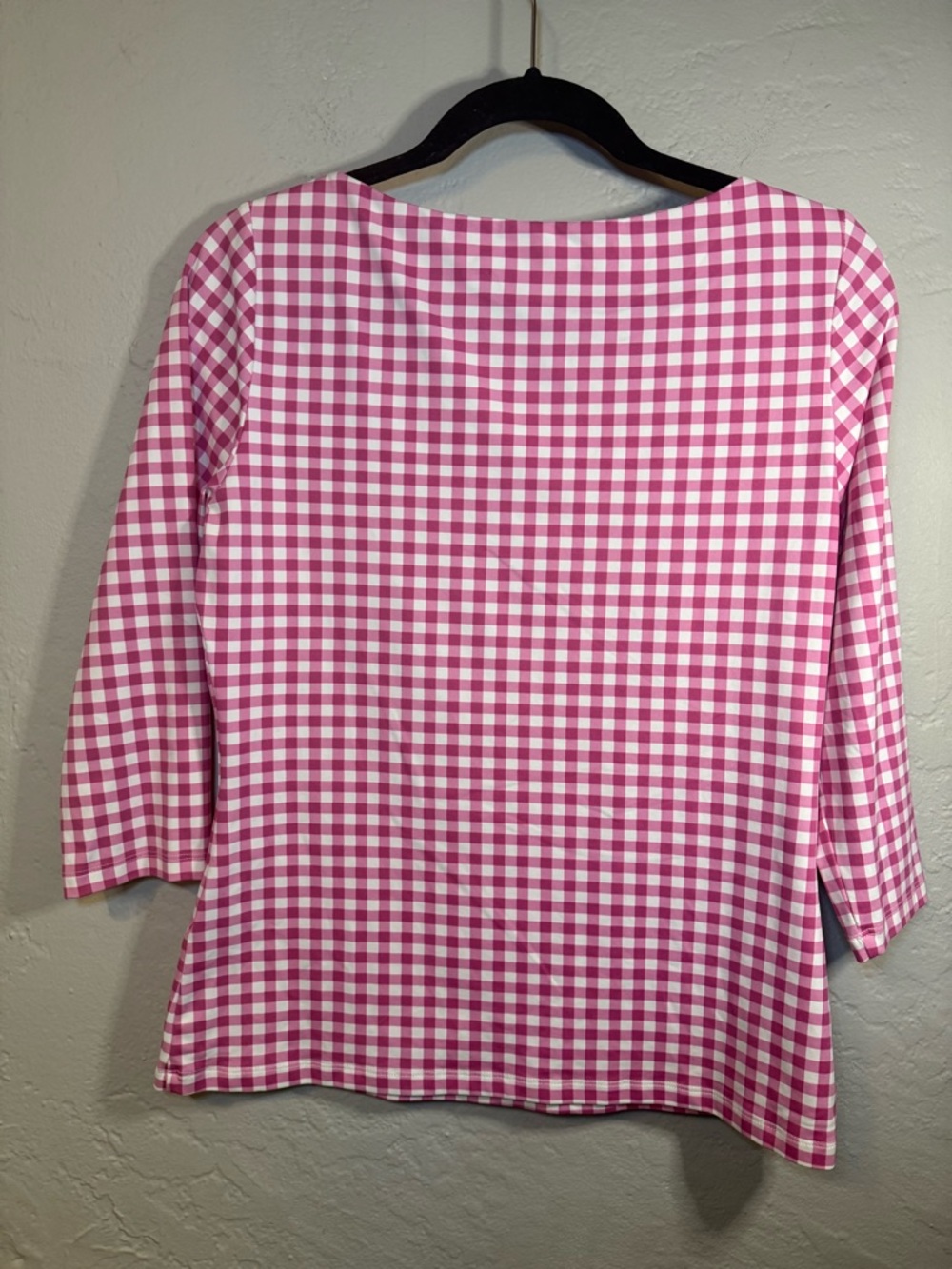 J. McLaughlin Pink Gingham Windsong Top with three-quarter sleeves Size Medium - Picture 8 of 9